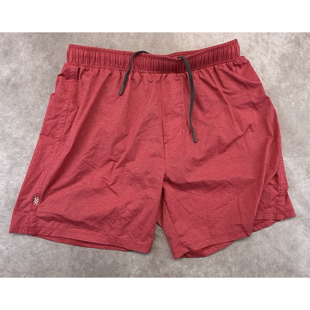 Rhone Men's Medium Lined Running Shorts Red Athletic Stretch Zip Pocket 5" Gym - Picture 5 of 12